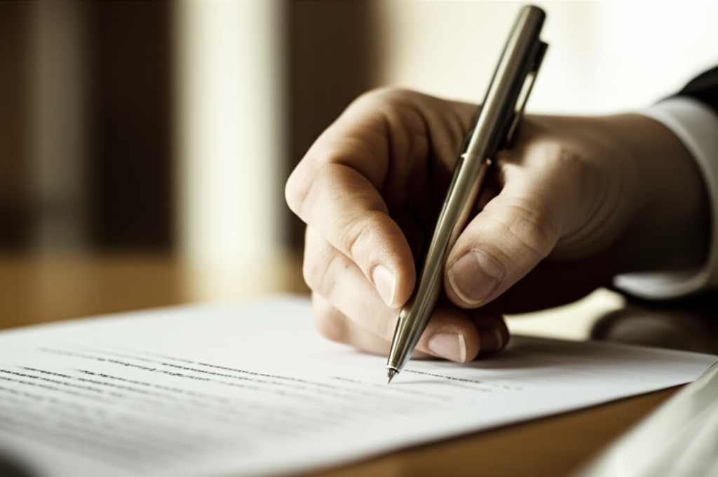 Person signing contract